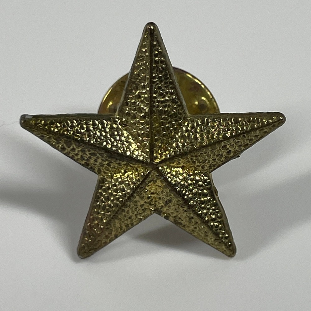 Vintage Gold Star Lapel Pin Unisex Small Textured Five Point Hat Tie Tack
